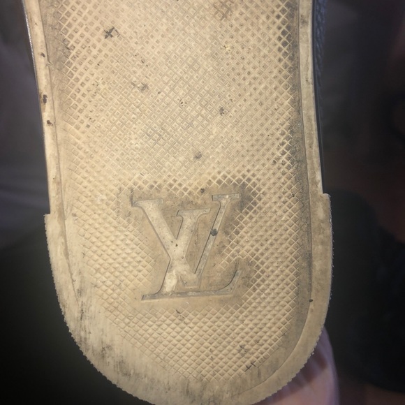 Brown & White Leather LV Laced High Top Sneakers - Picture 5 of 5